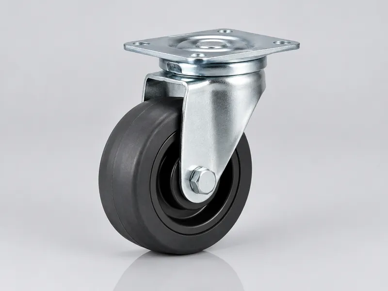 Antistatic conductive caster with a dark conductive rubber wheel