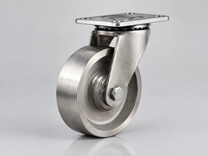 High-temperature caster with a heat-resistant steel wheel