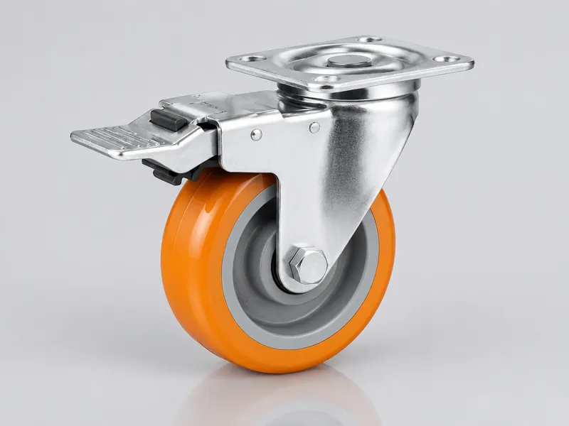 Swivel caster with a total-lock brake lever